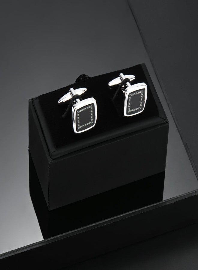 Wynameleri UJOY Fashion Cuff links Cufflinks for Men Formal Square Black in Gift Box - Image 5