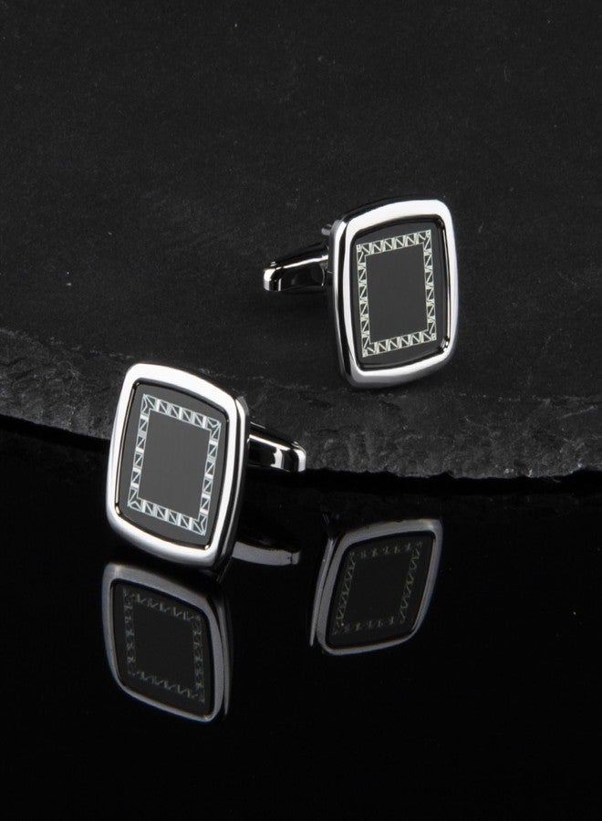 Wynameleri UJOY Fashion Cuff links Cufflinks for Men Formal Square Black in Gift Box - Image 3