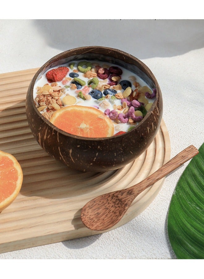 GMORO 1-piece Natural Raw Coconut Shell Bowl Brown - Image 1