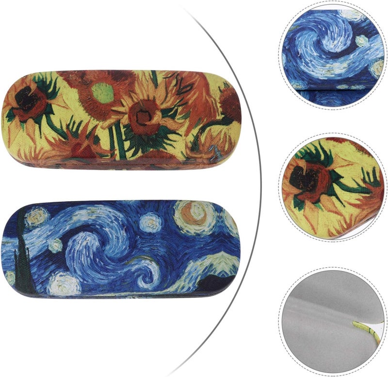 klarako Set of 2 Hard Sunglasses Case Leather Glasses Case Glasses Holder Box for Women Men Students Van Gogh - Image 5