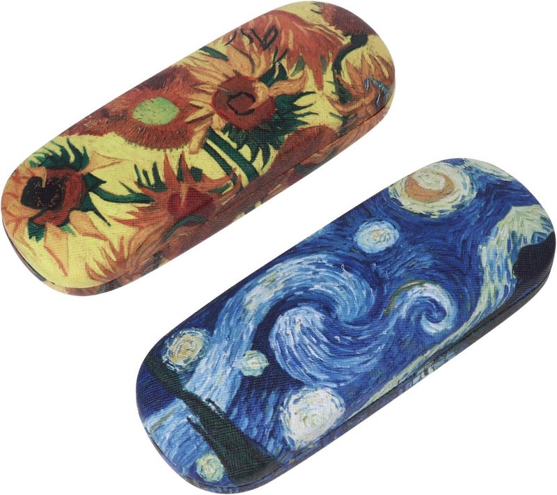 klarako Set of 2 Hard Sunglasses Case Leather Glasses Case Glasses Holder Box for Women Men Students Van Gogh - Image 1