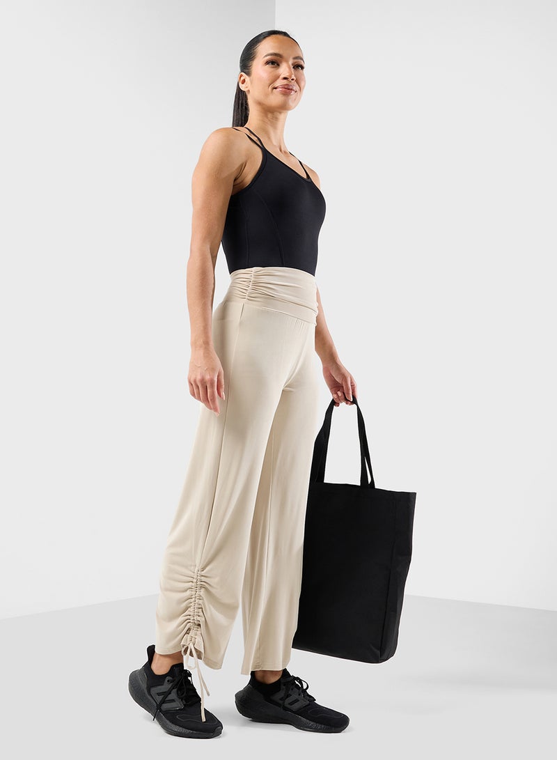 FRWD Ruched Waist Straight Fit Jersey Pant  - Image 1