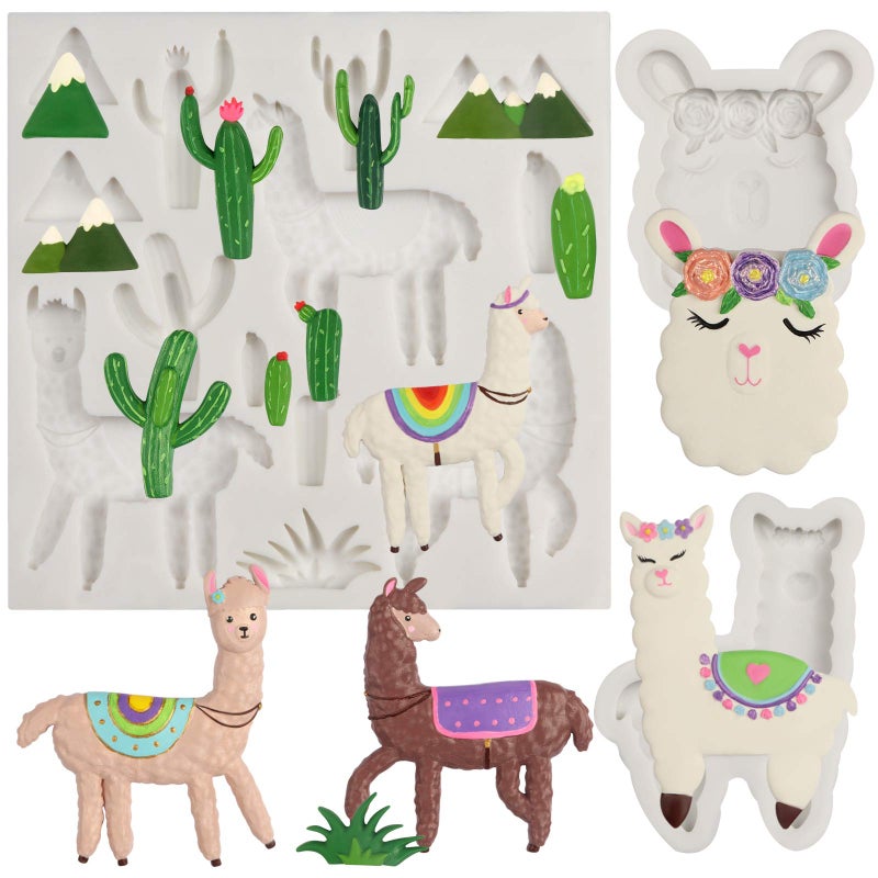 FUNSHOWCASE Llama Fondant Silicone Molds Sugarcraft Cake Decorating Cupcake Topper Polymer Clay Epoxy Resin Art 