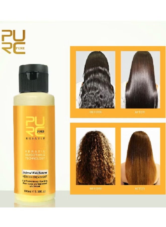 PURC Banana Flavor Brazilian Keratin Hair Treatment, Smoothens, Repairs, and Straightens Dry & Frizzy Hair – 100ml - Image 4