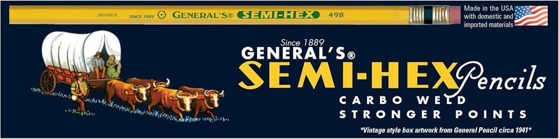 GENERAL'S Semi-Hex Graphite #2 HB Pencils - 12 Count Pack - Image 1