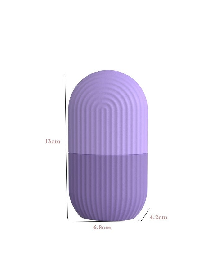 Joyeee Ice Face Roller, Reusable Silicone Mold Face Massage Eye Facial Beauty Skin Care Tools Apply Ice for Shrink Pores Anti Wrinkle Reduce Puffiness Improve Skin Elasticity, Striped, Purple - Image 2