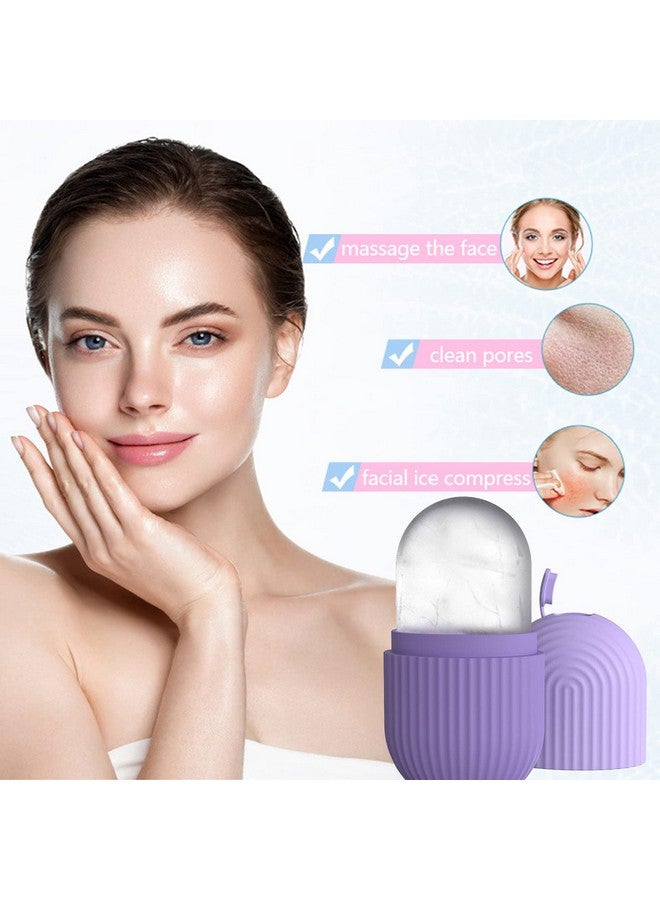 Joyeee Ice Face Roller, Reusable Silicone Mold Face Massage Eye Facial Beauty Skin Care Tools Apply Ice for Shrink Pores Anti Wrinkle Reduce Puffiness Improve Skin Elasticity, Striped, Purple - Image 4