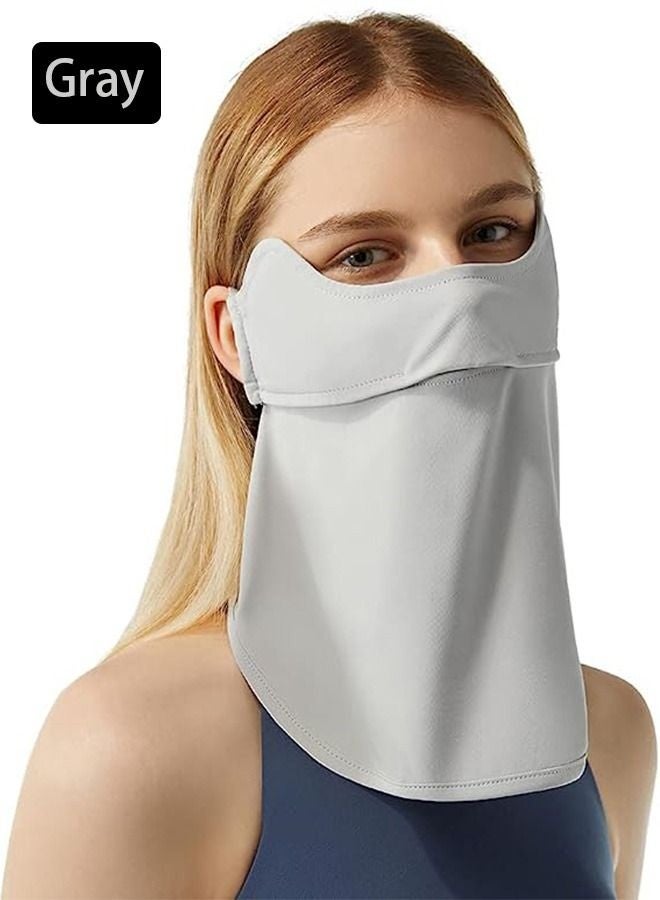 Generic UV Protection Neck Face Mask, Ice Silk Breathable Sun Protection Face Mask, Adjustable Ear Loop Balaclava Cooling Face Neck Covering (Grey) - Image 1