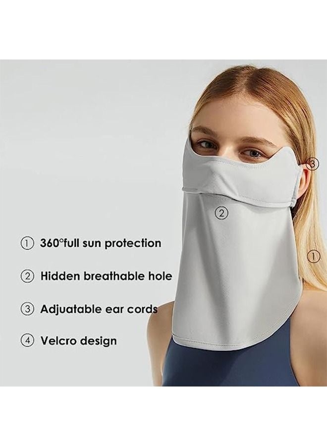 Generic UV Protection Neck Face Mask, Ice Silk Breathable Sun Protection Face Mask, Adjustable Ear Loop Balaclava Cooling Face Neck Covering (Grey) - Image 4