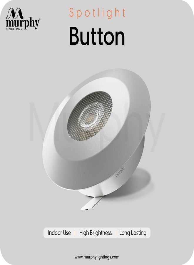 Murphy Plastic 2W LED Button Spot Lights | Pack of 4 | Cool White | Premium Mood Lighting for Home & Office - Image 2