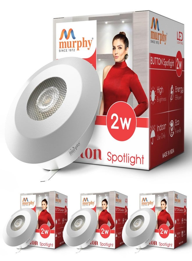 Murphy Plastic 2W LED Button Spot Lights | Pack of 4 | Cool White | Premium Mood Lighting for Home & Office - Image 1