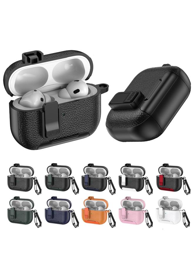 Green Tiger Case For AirPods Pro 2 Leather Texture Wireless Earphones Case with Hook & Holder  - Image 2