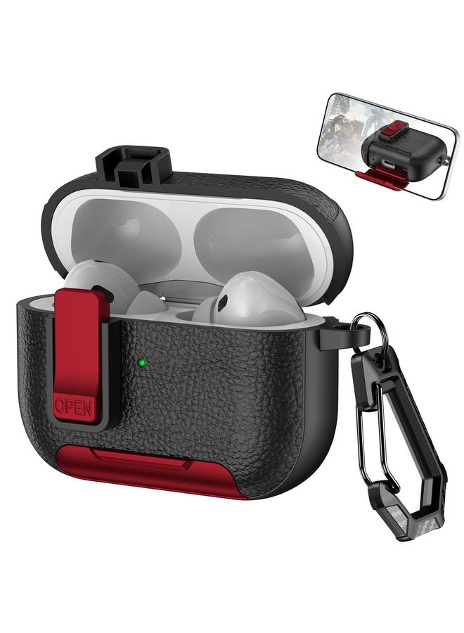 Green Tiger Case For AirPods Pro 2 Leather Texture Wireless Earphones Case with Hook & Holder  - Image 1