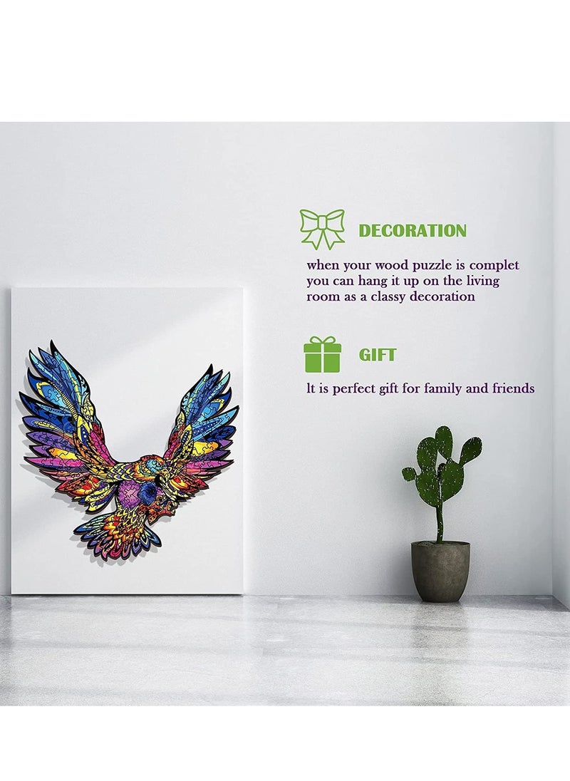 Y&D - Wooden Jigsaw Puzzles 3D Wooden Animals Shaped Puzzles Best Gift for Adults and Kids DIY Puzzle Piece Colorful Unique Shaped Eagle Puzzles - Image 1