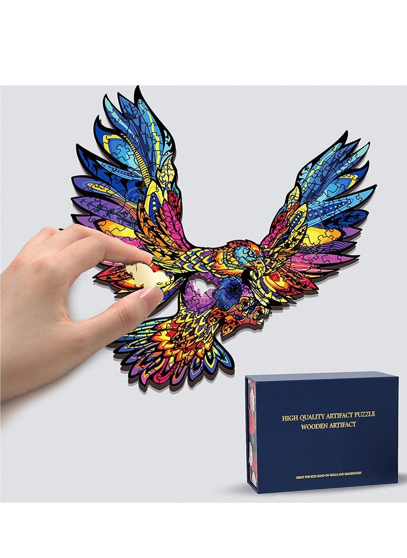 Y&D - Wooden Jigsaw Puzzles 3D Wooden Animals Shaped Puzzles Best Gift for Adults and Kids DIY Puzzle Piece Colorful Unique Shaped Eagle Puzzles - Image 1