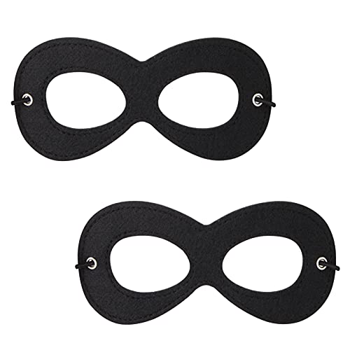 AIMIKE 2Pcs Superhero Masks, Black Felt Eye Mask, Halloween Dress Up, Adjustable Half Mask With Elastic Rope - Great Party Cosplay Accessory - Image 1