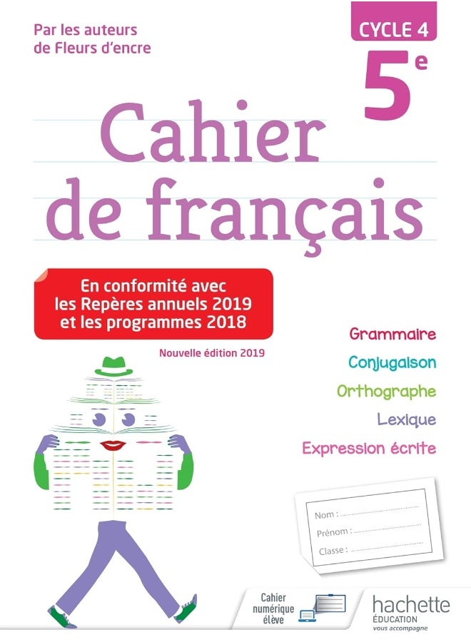 Hachette Cahier de français cycle 4 / 5e - éd. 2019 