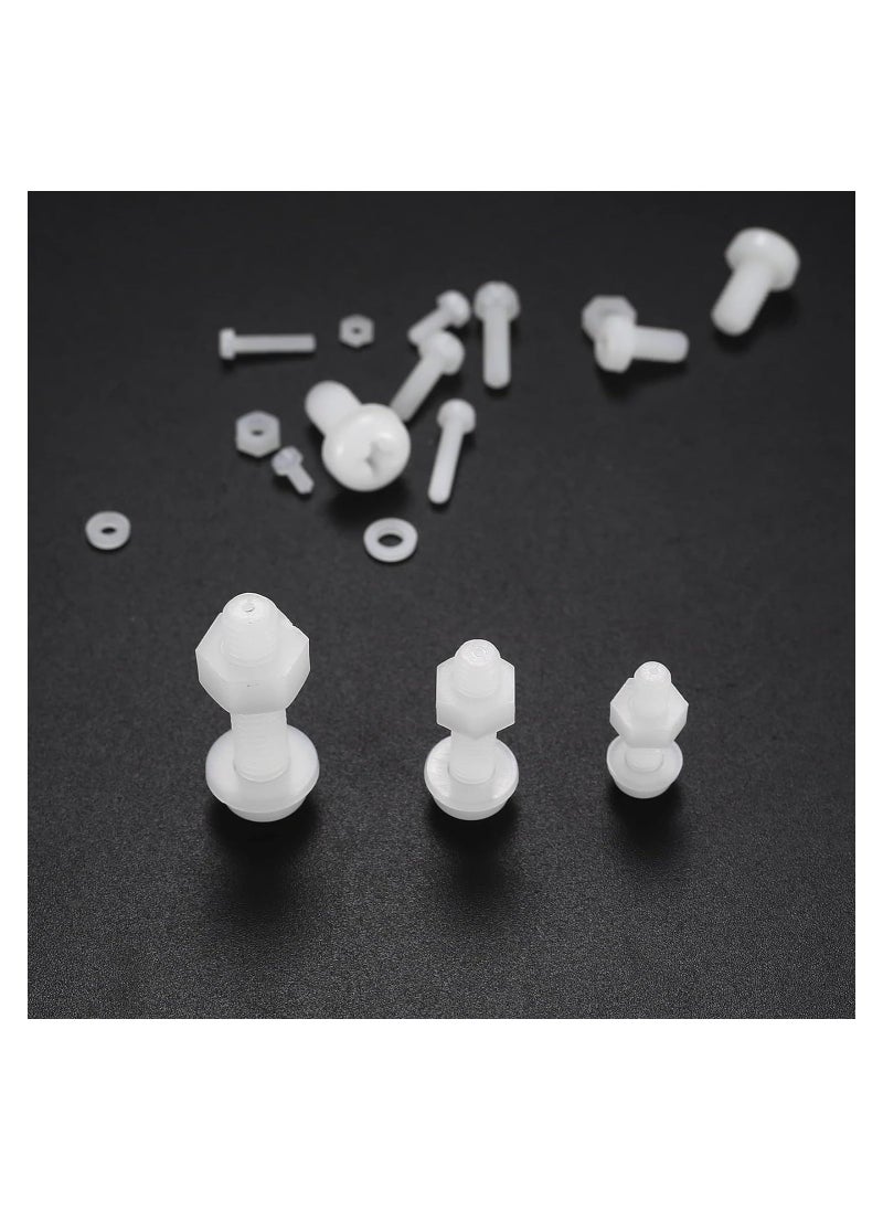Generic 447 PCS White Nylon Plastic Pan Round Head Screws Bolts and Nuts and Gaskets, Metric Full Threaded Hex Head Screws Bolts and Nuts and Washers Assortment Set - M2/M2.5/M3/M4/M5/M6, for Home Repairs  - Image 5
