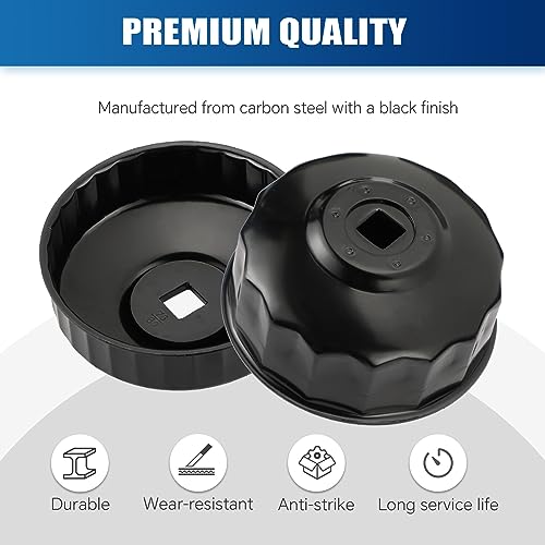 ATPEAM 15PCS Oil Filter Cap Wrench Tool | Cup Type Oil Filter Socket Wrench Set | 3/8 inch Drive Oil Canister Socket Service Kit with 1/2 inch Adaptor - Image 3