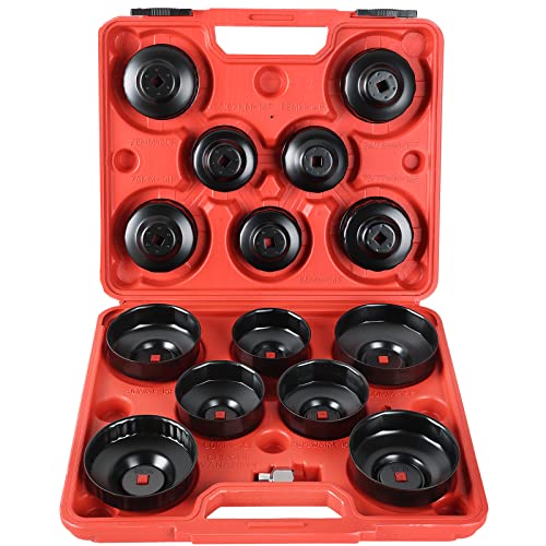 ATPEAM 15PCS Oil Filter Cap Wrench Tool | Cup Type Oil Filter Socket Wrench Set | 3/8 inch Drive Oil Canister Socket Service Kit with 1/2 inch Adaptor - Image 1