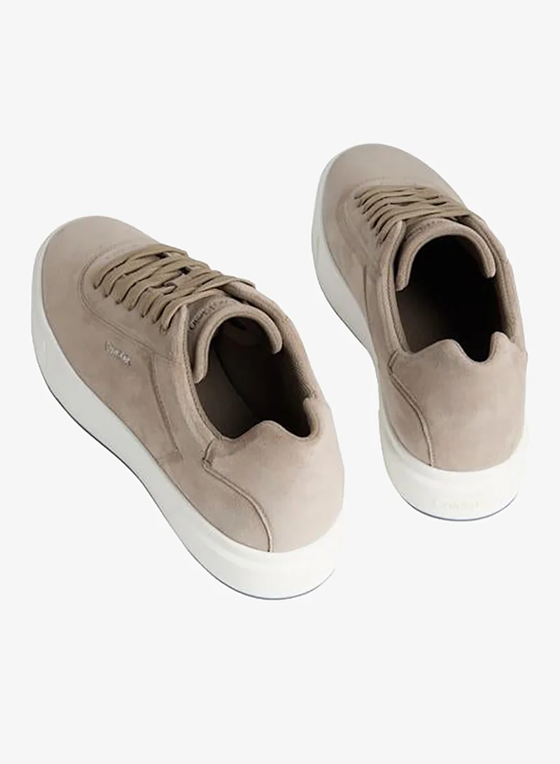 CALVIN KLEIN Desert Taupe/Bright White/Night Basket Cupsole Oxford Sneakers for Men | Best Price UAE