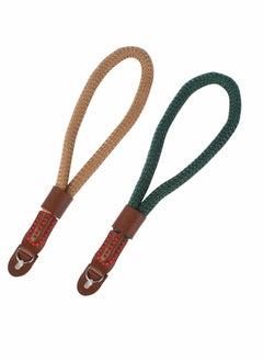 Excefore 2 PCS Camera Hand Wrist Strap, Adjustable Wrist Strap Braided Wrist Strap Antislip Security Wrist Strap for Leica Canon Nikon Fuji Olympus Lumix Sony, Green and Brown  - Image 1