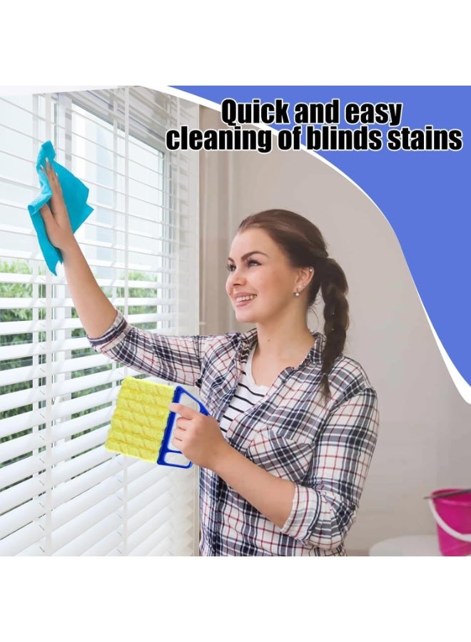أداة تنظيف ومسح عمياء، أداة مسح 7 أصابع لستائر النوافذ الفاخرة، فرشاة صغيرة قابلة للغسل، ستائر خشبية للثلاجات يدويّة تُنظف الأتربة والشوائب (الزرقاء) - Image 4