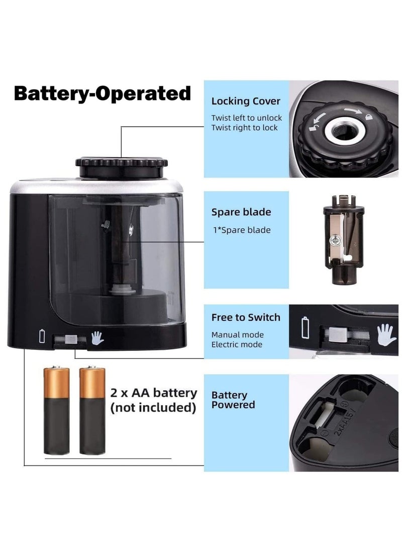 Arabest Electric Pencil Sharpener, Portable Pencil Sharpener Kids, for 6-7.8mm Colored Pencils, Fast Sharpening, Ideal for Short Pencils, for School Pencil Sharpener, Classroom, Office, Home - Image 3