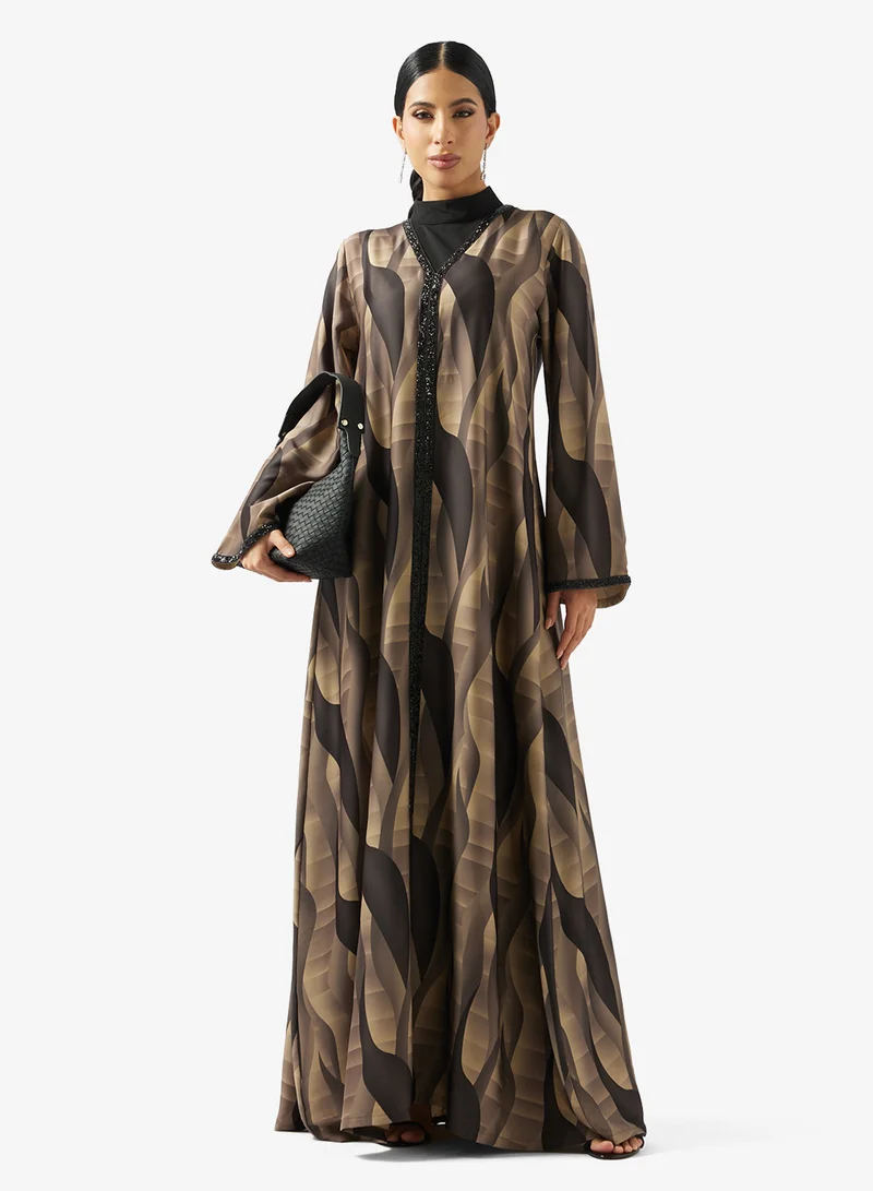 Golden Apple  V neck Printed Jalabiya for Women | Best Price UAE