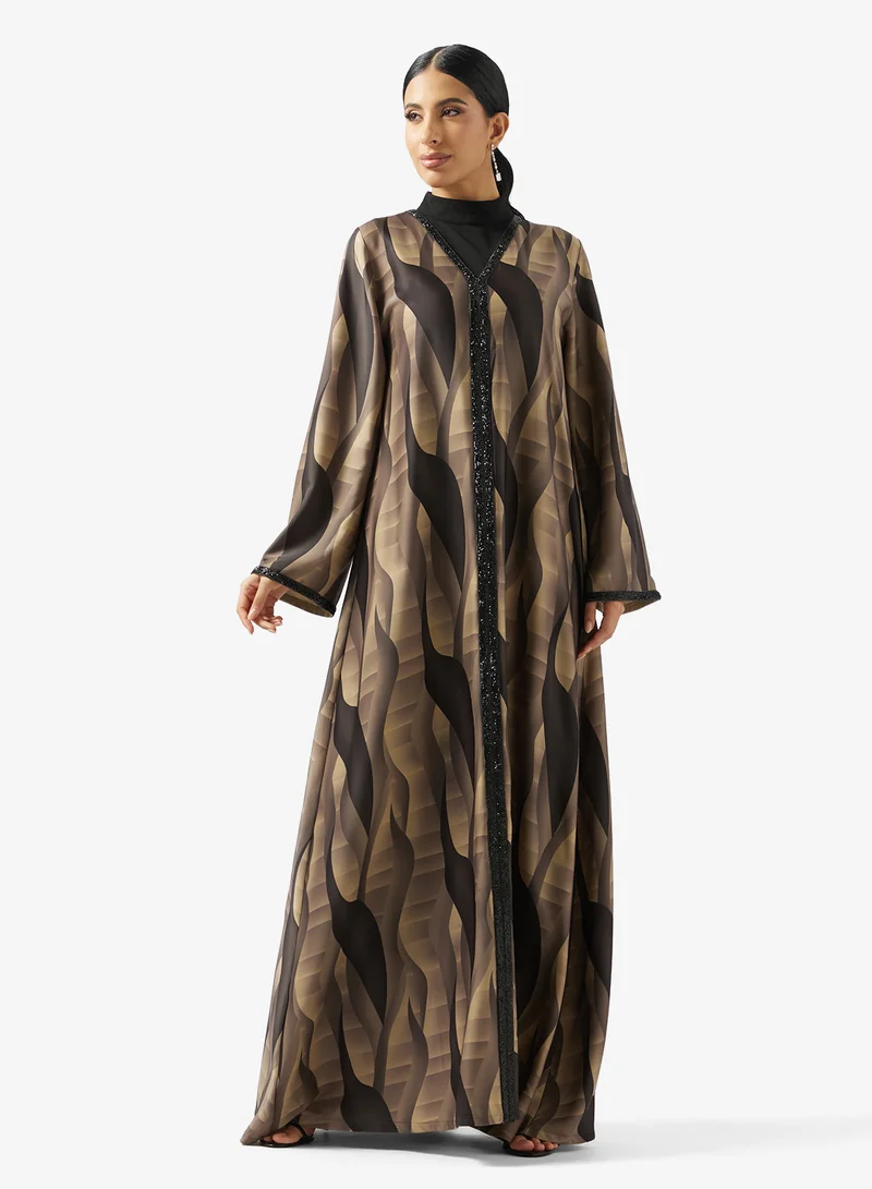 Golden Apple V neck Printed Jalabiya