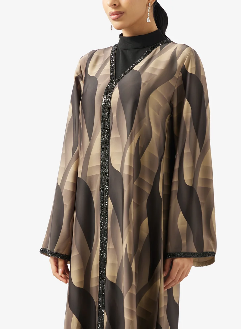 Golden Apple  V neck Printed Jalabiya for Women | Best Price UAE