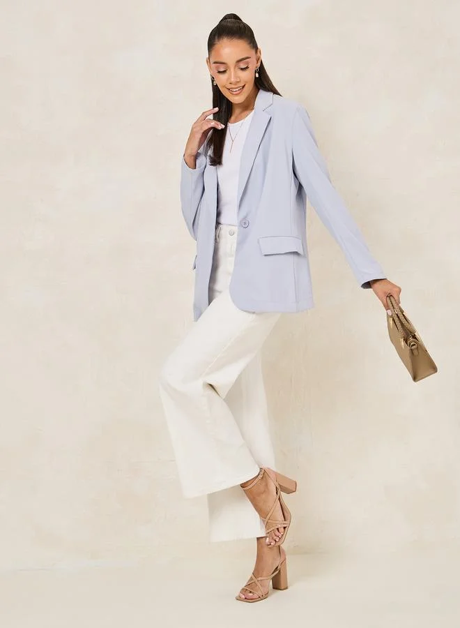 Styli Regular Fit Roll-Up Sleeves Blazer with Flap Detail