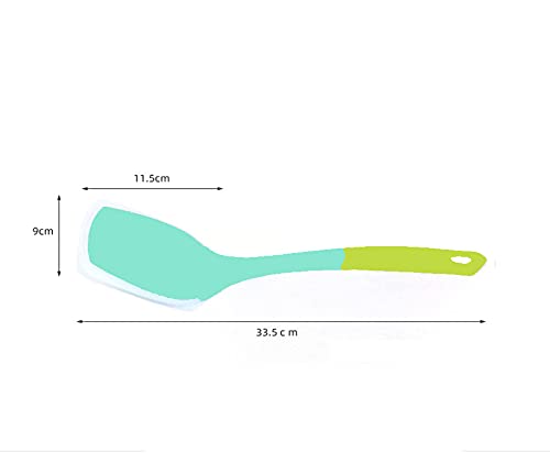 we3 Heat Resistant Silicone Slotted Cooking Turner Non-Stick Flipper Kitchen Utensils Set (Pack of 1, Green) - Image 2