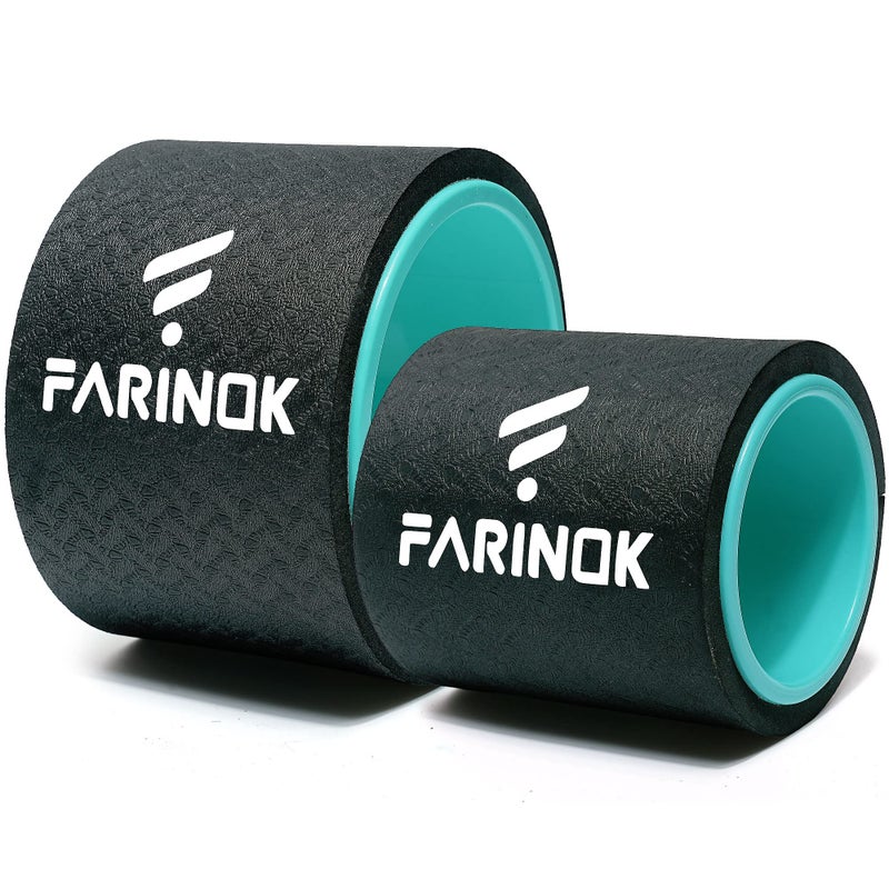 FARINOK Yoga Wheel Set of 2, Upgraded 10MM Thick Back Wheels for Pain Relief & Stretching, Strongest Back Roller for Deep Tissue Massage, Improving Yoga Poses Backbend - Image 1