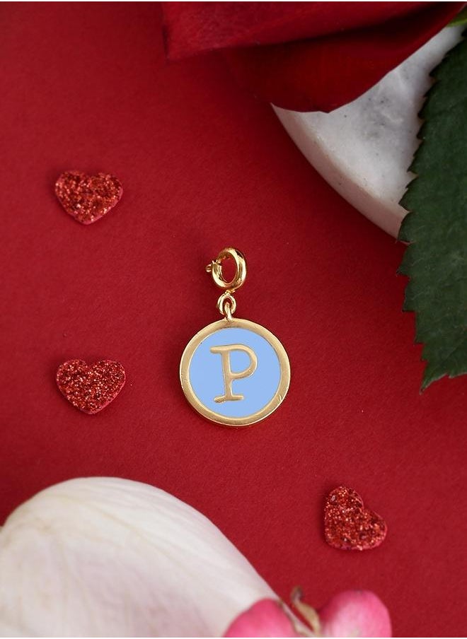VOYLLA Valentine's Day Collection Alphabet P Blue Enamel Charm  - Image 1
