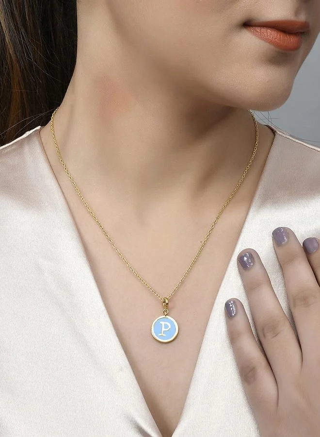 VOYLLA Valentine's Day Collection Alphabet P Blue Enamel Charm