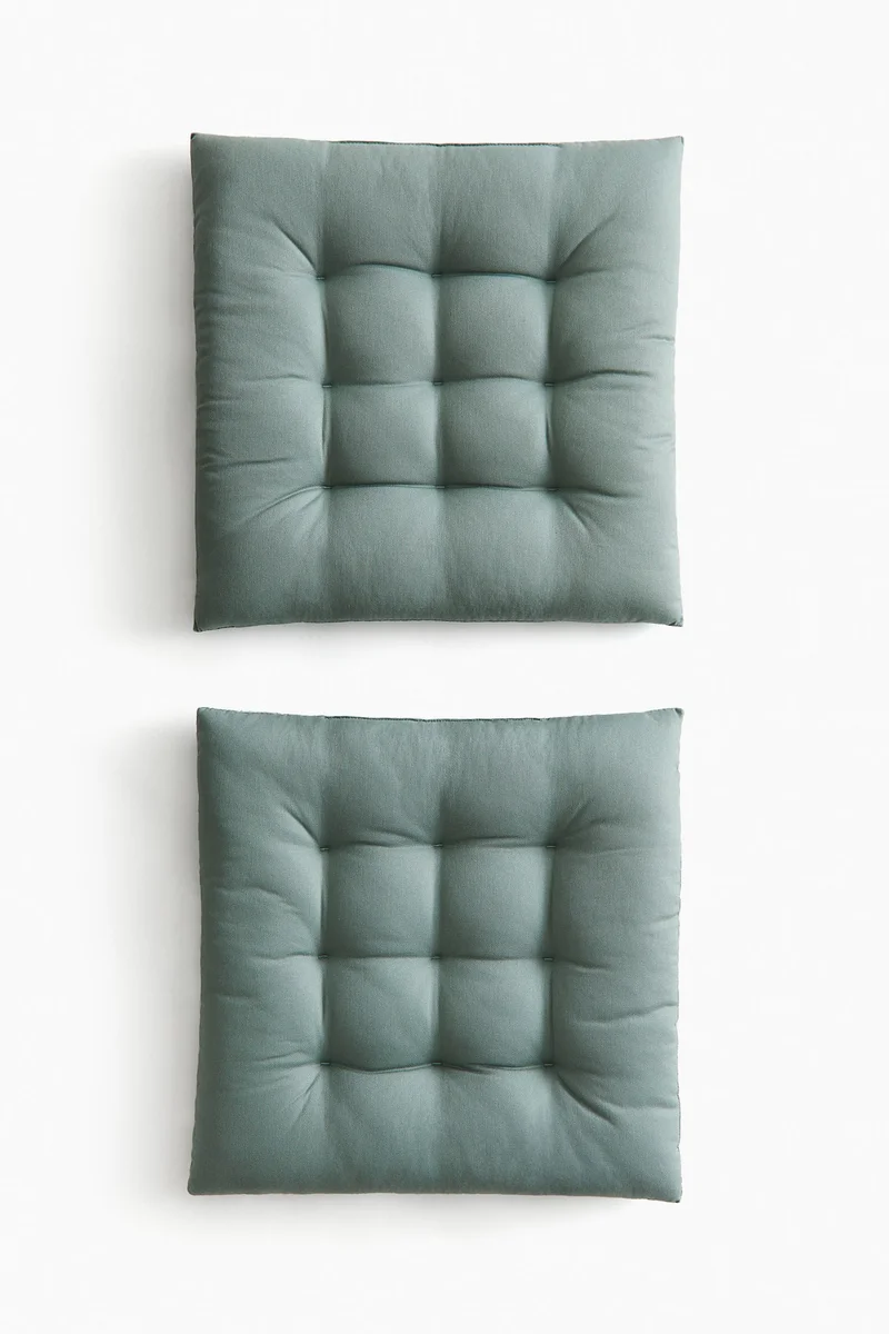 اتش اند ام وسائد مقعد من القطن - عبوة من قطعتين