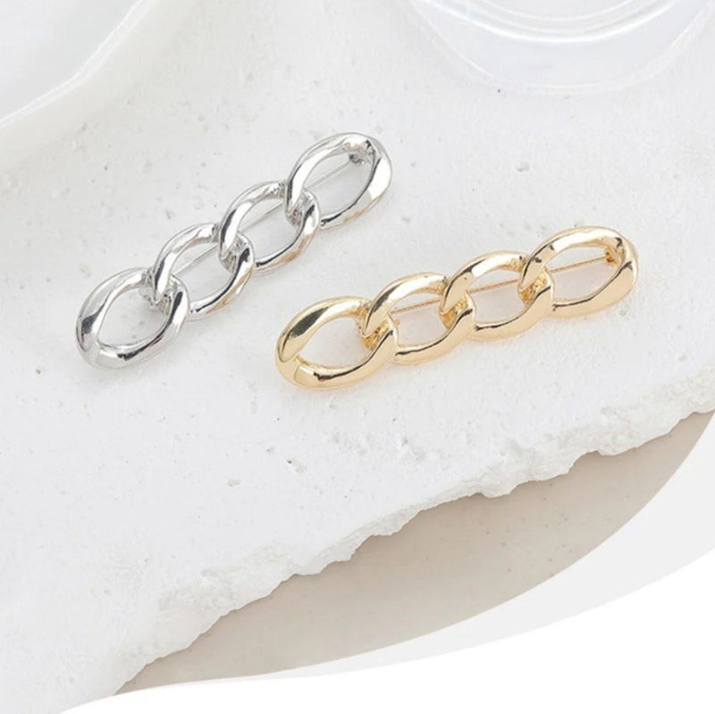Detachable, No-Sew, No-Drill Waist-Cinching Pin — Versatile Alloy Chain Button & Brooch/Silver - Image 4