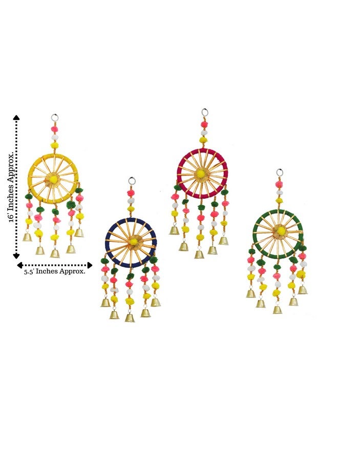 JH Gallery Wool Handmade Colorful Pom Pom Bell Wall And Door Decor Hangings For Home|Festive Decoration|Balcony,Room,Temple Decoration|Pooja Room Decoration|Decorative Hanging Items|Pack Of 10,Multi - Image 2