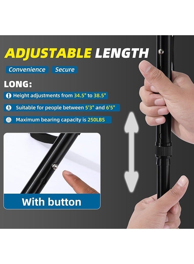 Arabest Folding Cane with Led Light, Adjustable Canes and Walking Sticks for Seniors, Walking Cane Stick for Men and Women with Cushion 2 T Handle and Pivoting Quad Base for Arthritis Disabled and Elderly - Image 4