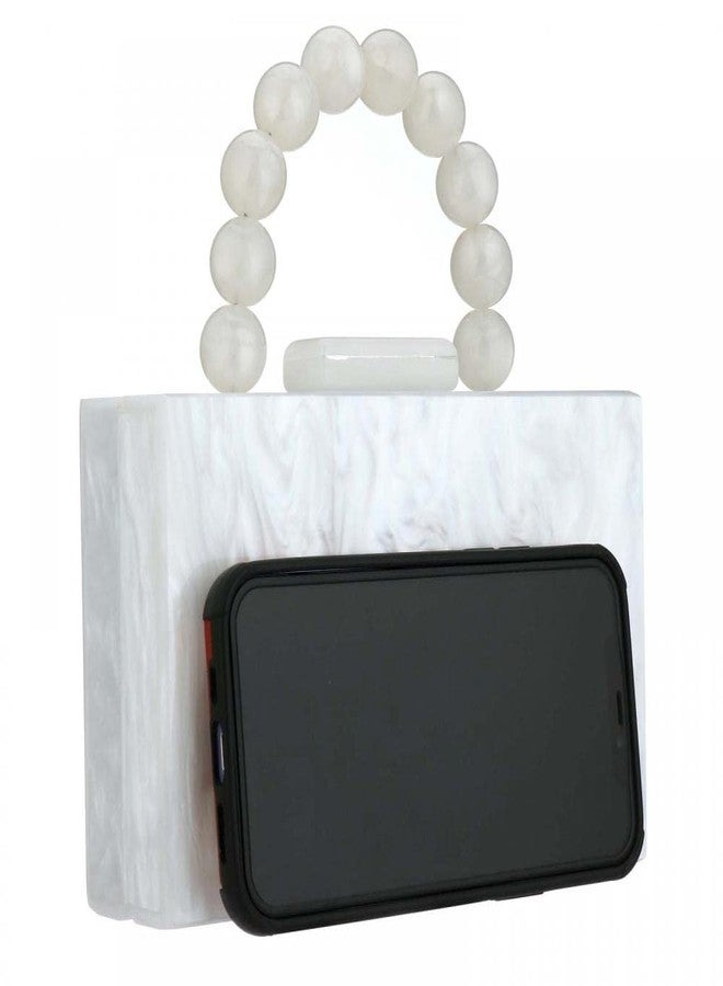 Gets Acrylic Clutch Purses for Women Marbling Beads Chain Purses and Handbags Elegant Banquet Evening Crossbody Bag (T White) - Image 3