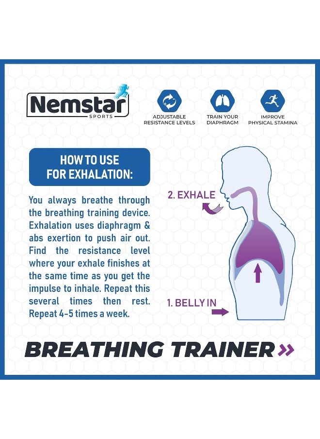 Nemstar - Nemstar Breathing Exercise Device - Lung Exerciser Device for Upgrading Your Lung Capacity - Inspiratory Muscle Trainer for Enhancing Performance - Lung Breathing Exerciser for Training - o2 Trainer - Image 1