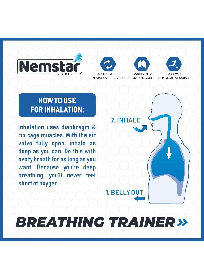 Nemstar - Nemstar Breathing Exercise Device - Lung Exerciser Device for Upgrading Your Lung Capacity - Inspiratory Muscle Trainer for Enhancing Performance - Lung Breathing Exerciser for Training - o2 Trainer - Image 1