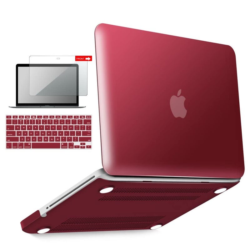 IBENZER Compatible with MacBook Pro 13 Inch case A1278 Release 20122008 Plastic Hard Shell Case with Keyboard Screen Cover for Apple Old Version Mac Pro 13 with CDROM Wine Red P13WR2