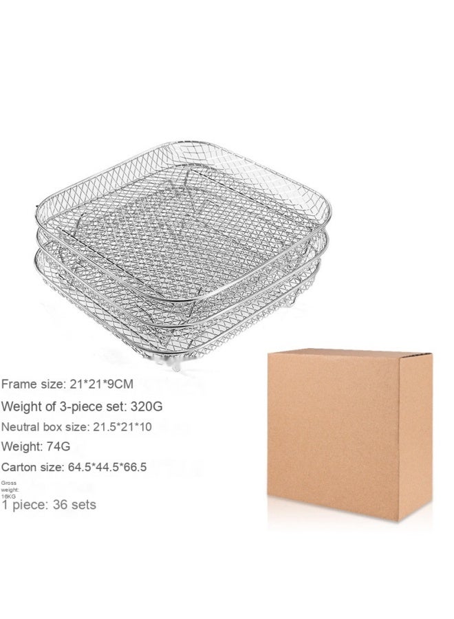 304 Stainless Steel Three-Layer Stacked Mesh Oven Rack Air Fryer Cooling Dehydration Rack