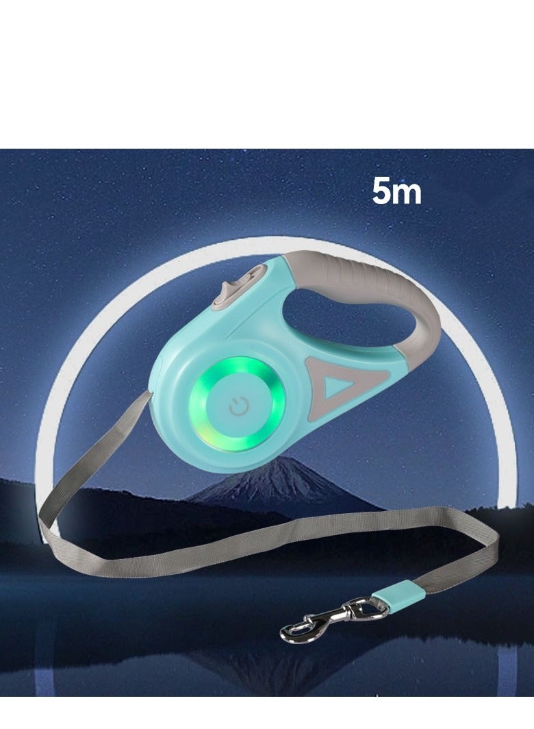 xppier 5M Retractable Dogs Leash with Led Bright Flashlight Walking LED for Puppy Small Medium Dogs One Handed Brake Free Movement Automatic Cat Dog Lead Extension With LED Light