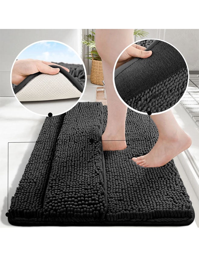 Taizz Ventures Bathroom Rug Bath Mat, Thick Soft Non-Slip Absorbent Polyester, Foam Comfort, Machine Washable Fast Drying, Wrap Around Feet, 16x24in, Black, 1 Pack - Image 3