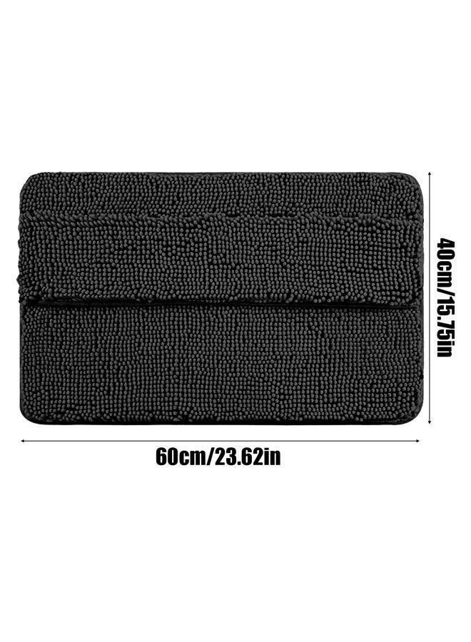 Taizz Ventures Bathroom Rug Bath Mat, Thick Soft Non-Slip Absorbent Polyester, Foam Comfort, Machine Washable Fast Drying, Wrap Around Feet, 16x24in, Black, 1 Pack - Image 2