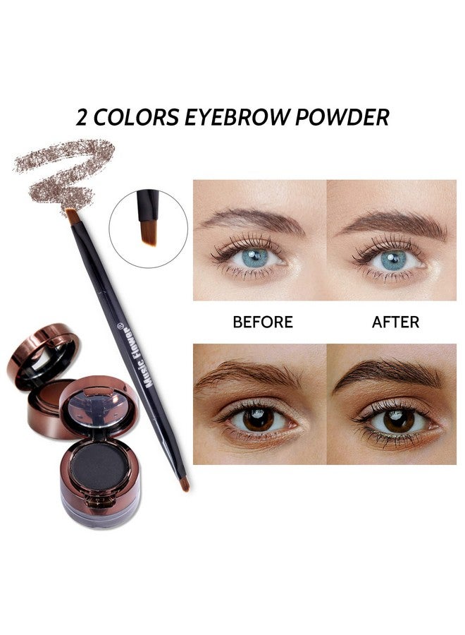 Music Flower Gel Eyeliner Eyebrow Powder, Black And Brown Waterproof Smudgeproof Long Lasting Makeup Eyeliner Gel With Brush Mirror, 0.49 Ounce, Pack Of 2 - Image 5