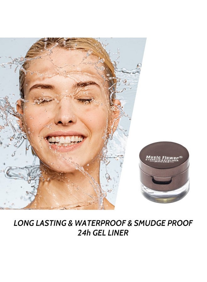 Music Flower Gel Eyeliner Eyebrow Powder, Black And Brown Waterproof Smudgeproof Long Lasting Makeup Eyeliner Gel With Brush Mirror, 0.49 Ounce, Pack Of 2 - Image 4